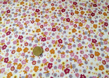 Alina cotton white fabric with small flowers